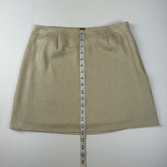 Myan Ivory Shimmer Formal Mini Skirt Size Medium Sparkle Lined - Picture 10 of 10